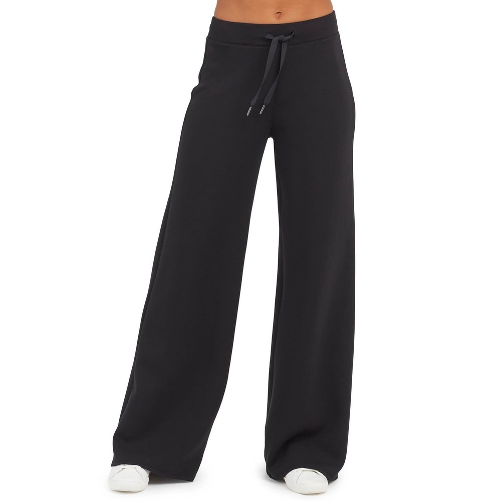 Spanx AirEssentials Wide Leg Pants L Black Loungewear 28" Inseam Athleisure